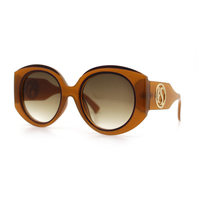 Womens Oversize Round Thick Temple Plastic Designer Fashion Diva Sunglasses