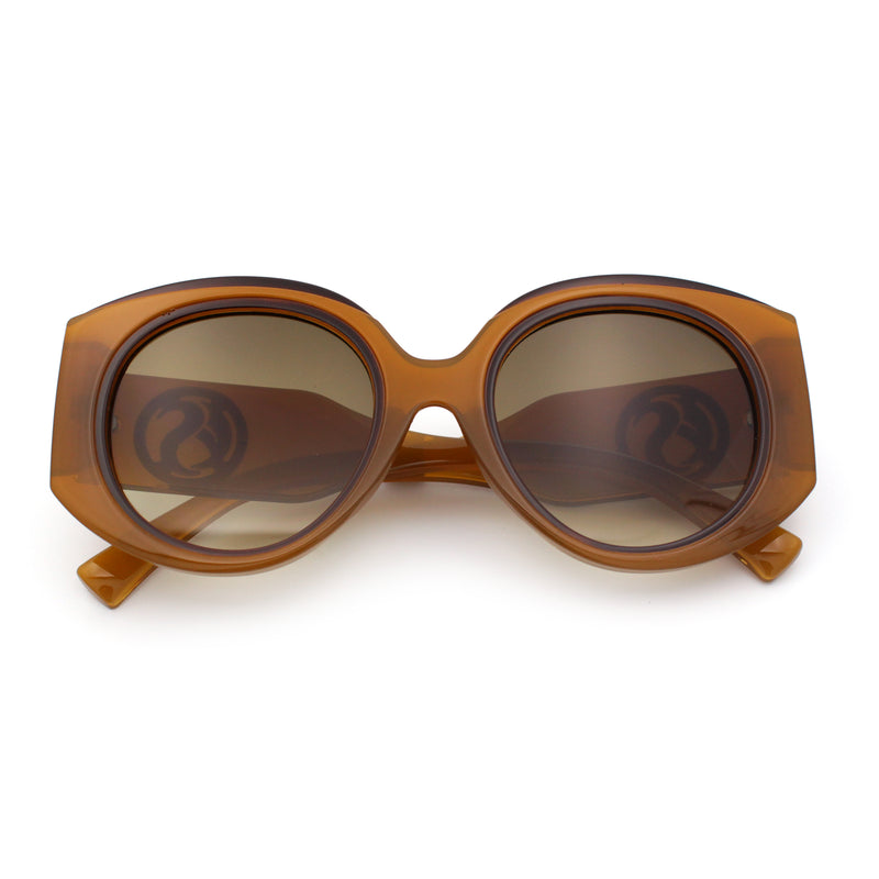 Womens Oversize Round Thick Temple Plastic Designer Fashion Diva Sunglasses