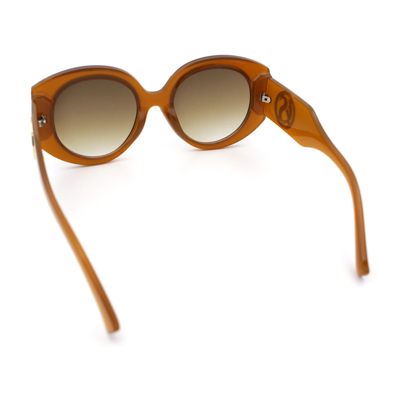 Womens Oversize Round Thick Temple Plastic Designer Fashion Diva Sunglasses