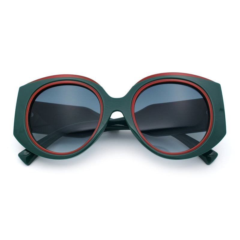 Womens Oversize Round Thick Temple Plastic Designer Fashion Diva Sunglasses