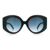 Womens Oversize Round Thick Temple Plastic Designer Fashion Diva Sunglasses