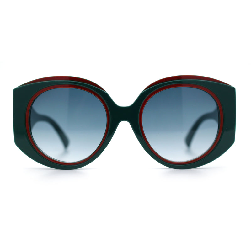 Womens Oversize Round Thick Temple Plastic Designer Fashion Diva Sunglasses