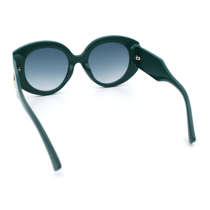 Womens Oversize Round Thick Temple Plastic Designer Fashion Diva Sunglasses