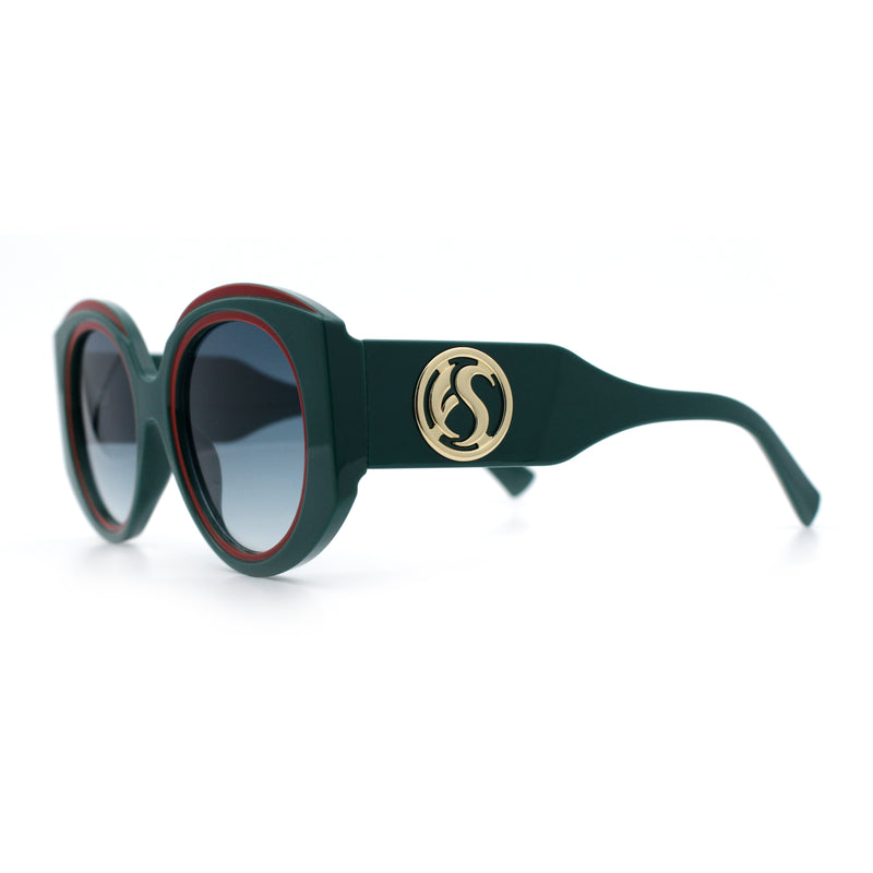 Womens Oversize Round Thick Temple Plastic Designer Fashion Diva Sunglasses