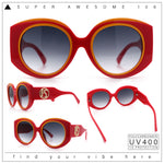 Womens Oversize Round Thick Temple Plastic Designer Fashion Diva Sunglasses