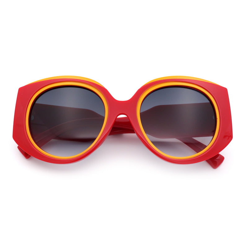 Womens Oversize Round Thick Temple Plastic Designer Fashion Diva Sunglasses