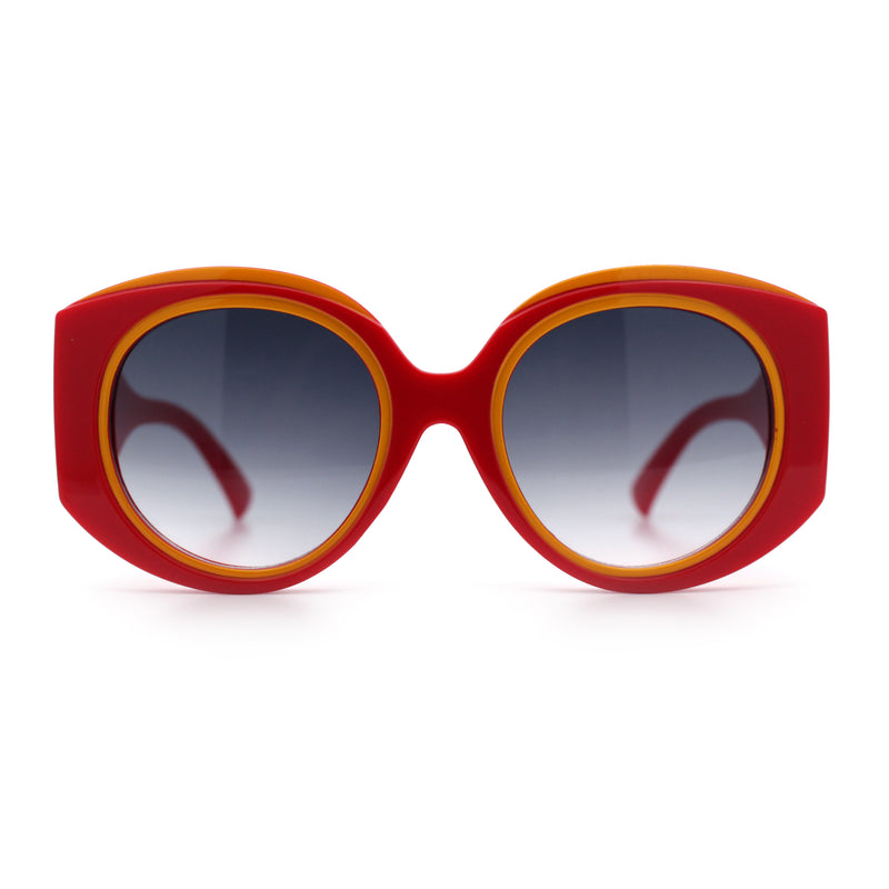 Womens Oversize Round Thick Temple Plastic Designer Fashion Diva Sunglasses