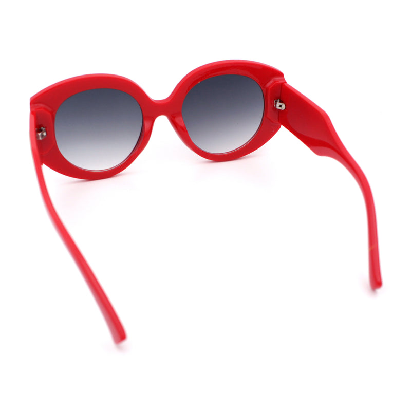 Womens Oversize Round Thick Temple Plastic Designer Fashion Diva Sunglasses