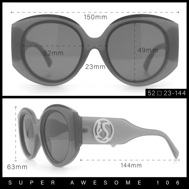 Womens Oversize Round Thick Temple Plastic Designer Fashion Diva Sunglasses