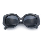 Womens Oversize Round Thick Temple Plastic Designer Fashion Diva Sunglasses