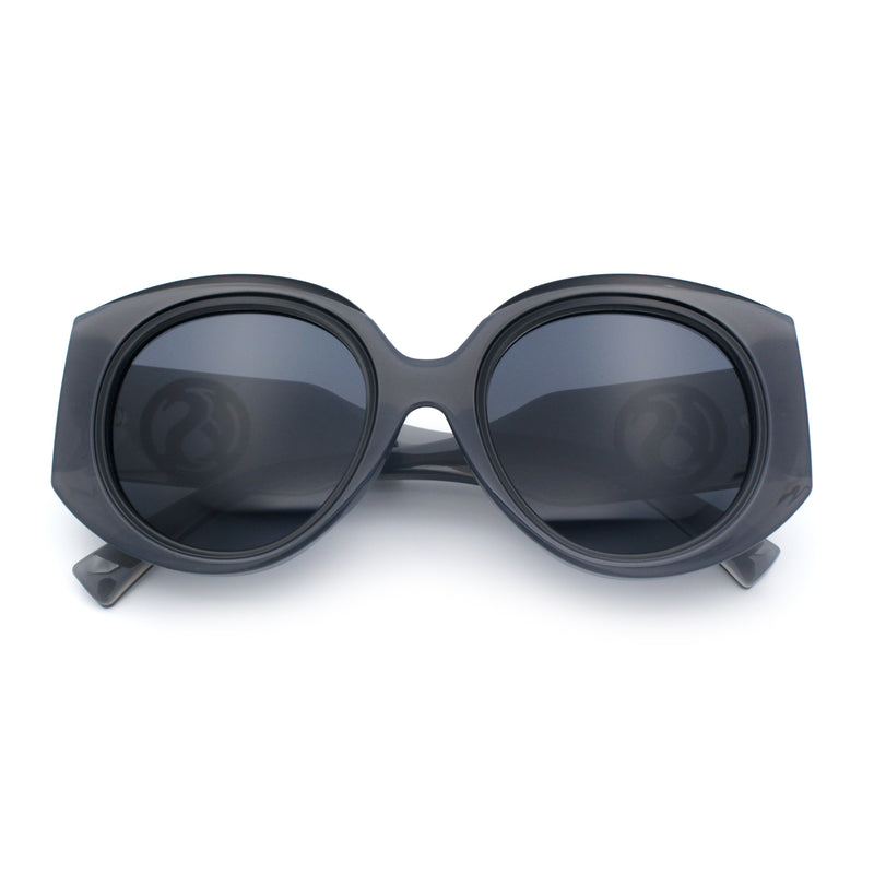 Womens Oversize Round Thick Temple Plastic Designer Fashion Diva Sunglasses