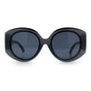 Womens Oversize Round Thick Temple Plastic Designer Fashion Diva Sunglasses