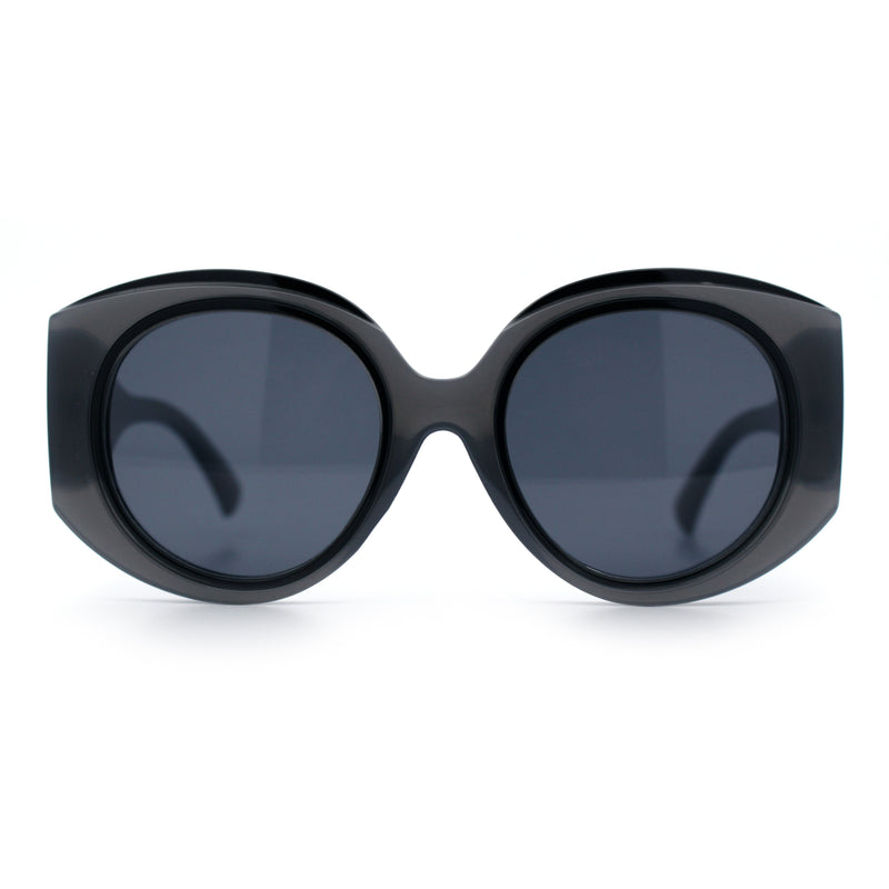 Womens Oversize Round Thick Temple Plastic Designer Fashion Diva Sunglasses