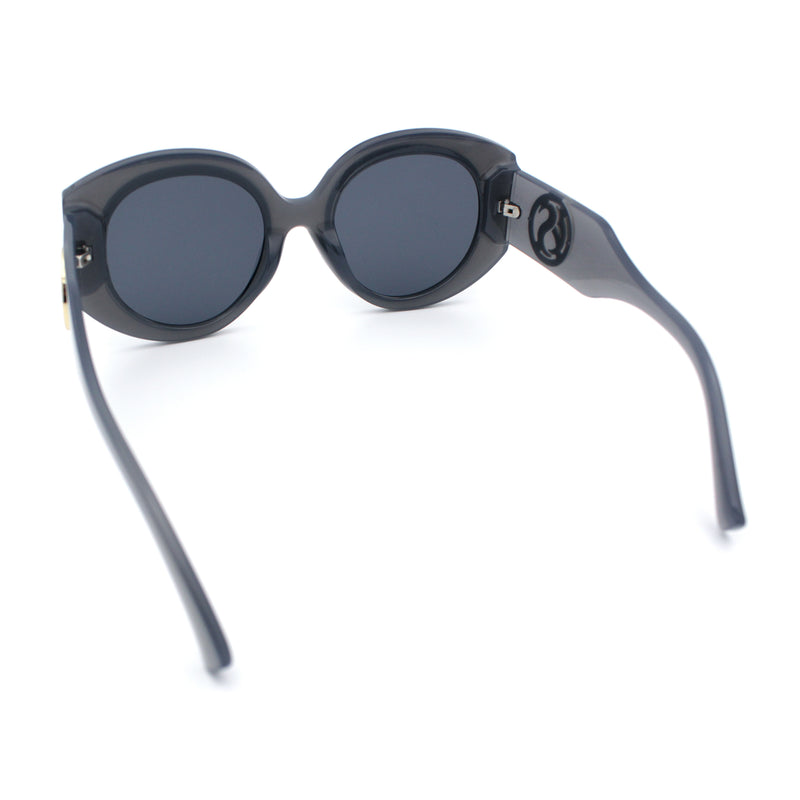Womens Oversize Round Thick Temple Plastic Designer Fashion Diva Sunglasses