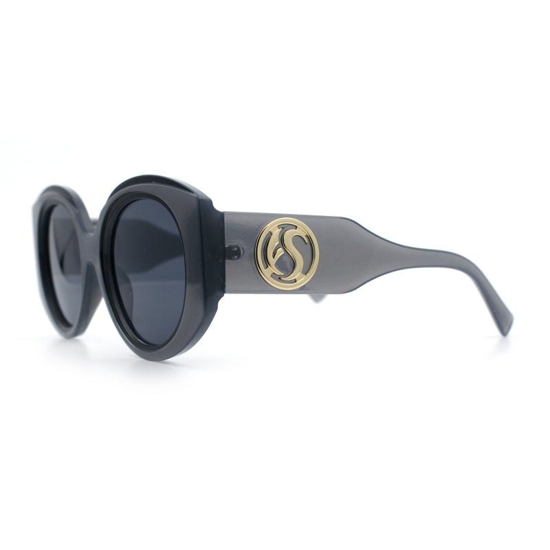 Womens Oversize Round Thick Temple Plastic Designer Fashion Diva Sunglasses