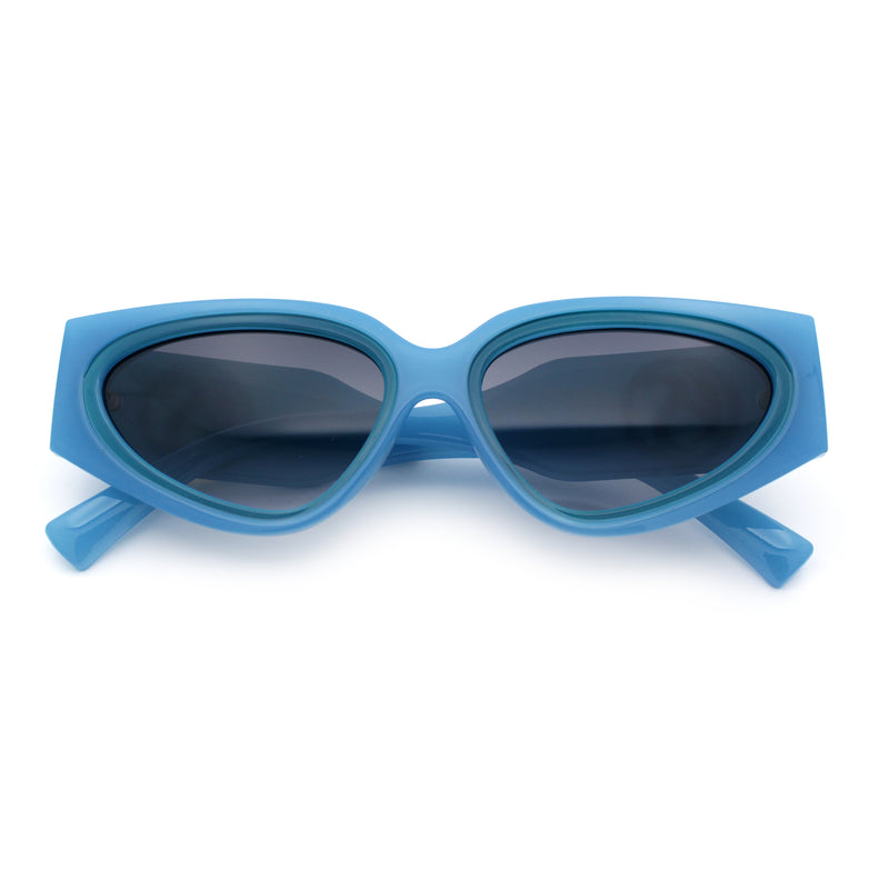 Womens Diva Narrow Triangular Thick Temple Plastic Fashion Sunglasses