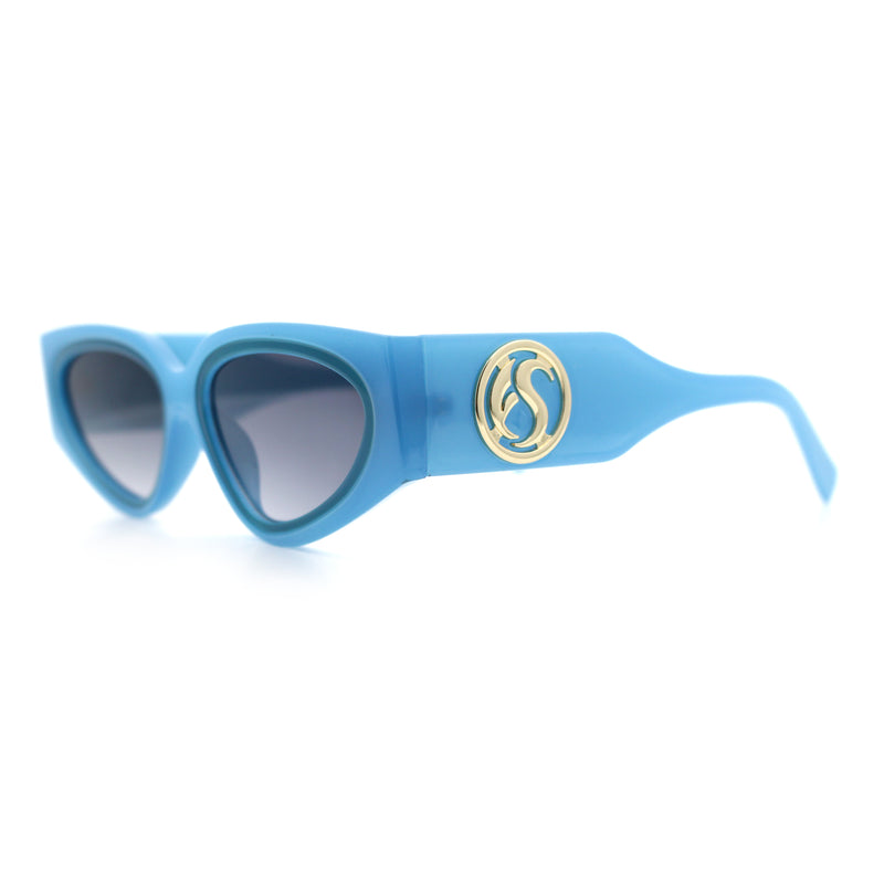 Womens Diva Narrow Triangular Thick Temple Plastic Fashion Sunglasses