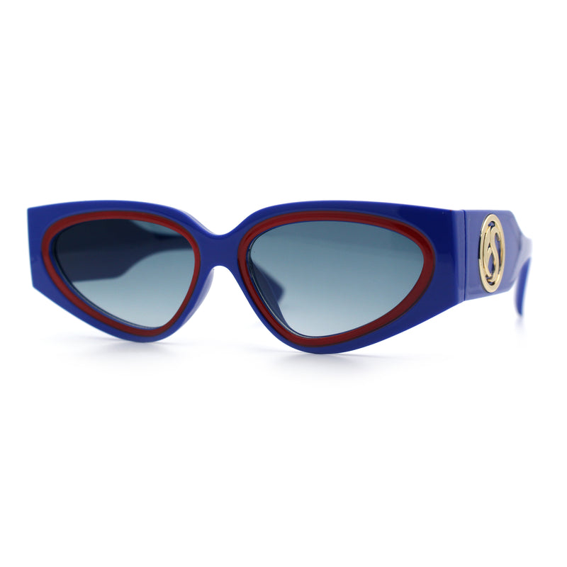 Womens Diva Narrow Triangular Thick Temple Plastic Fashion Sunglasses