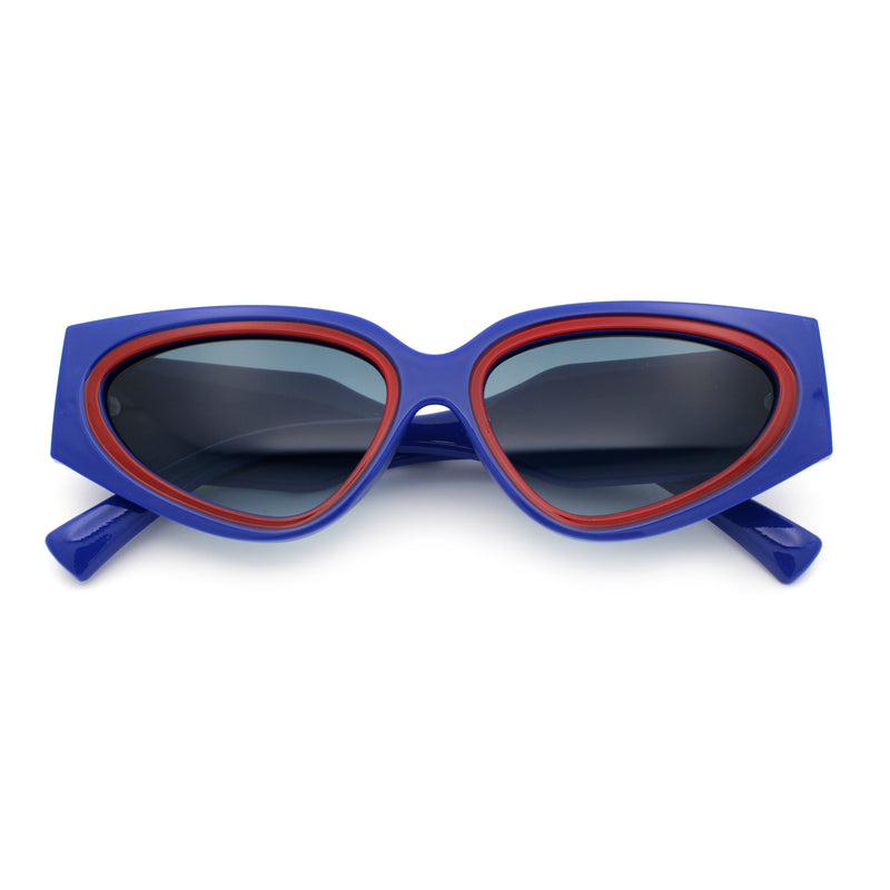 Womens Diva Narrow Triangular Thick Temple Plastic Fashion Sunglasses
