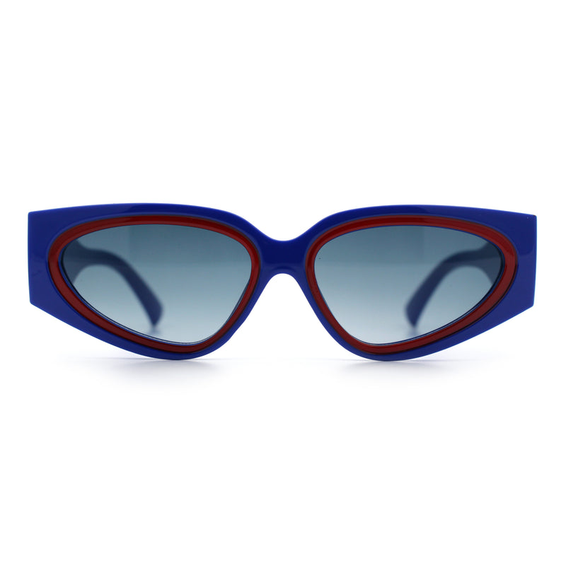 Womens Diva Narrow Triangular Thick Temple Plastic Fashion Sunglasses