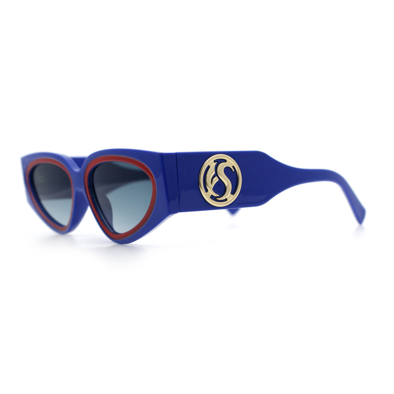 Womens Diva Narrow Triangular Thick Temple Plastic Fashion Sunglasses