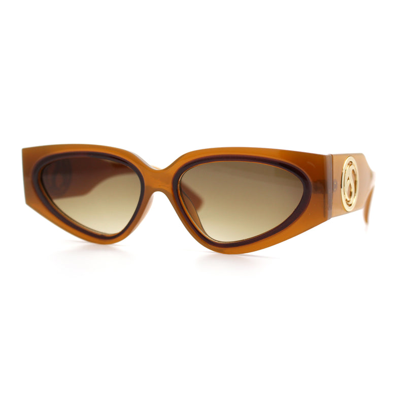 Womens Diva Narrow Triangular Thick Temple Plastic Fashion Sunglasses