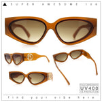 Womens Diva Narrow Triangular Thick Temple Plastic Fashion Sunglasses