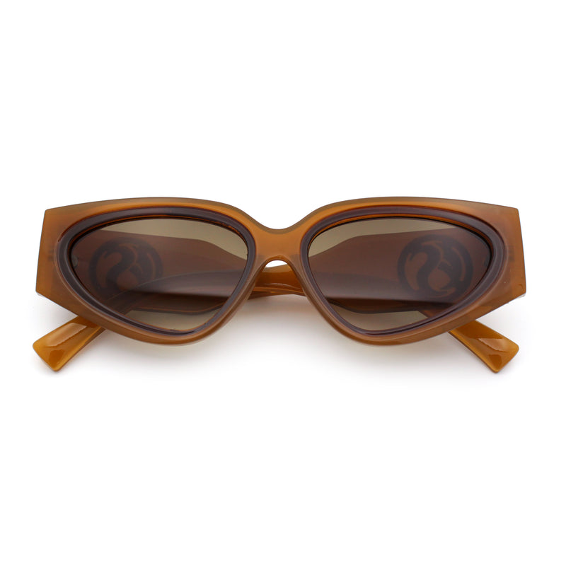 Womens Diva Narrow Triangular Thick Temple Plastic Fashion Sunglasses