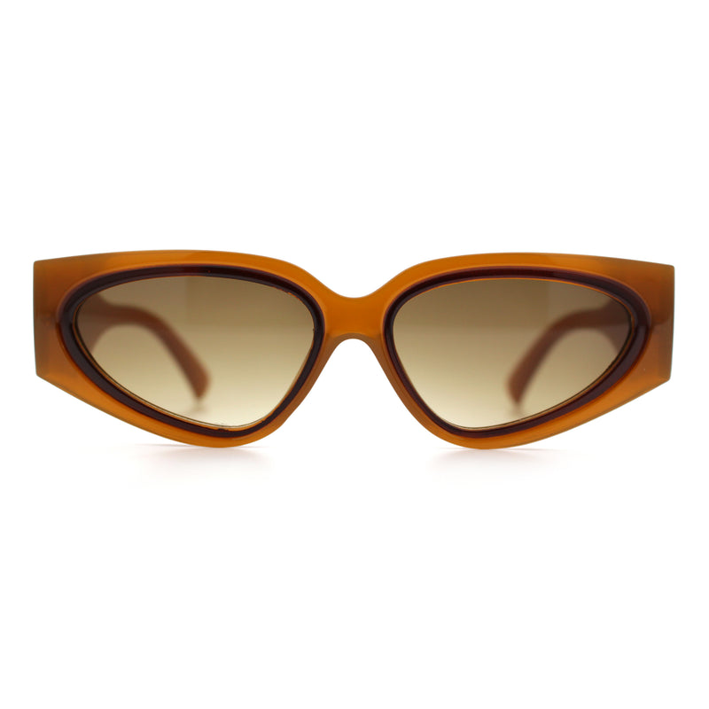 Womens Diva Narrow Triangular Thick Temple Plastic Fashion Sunglasses