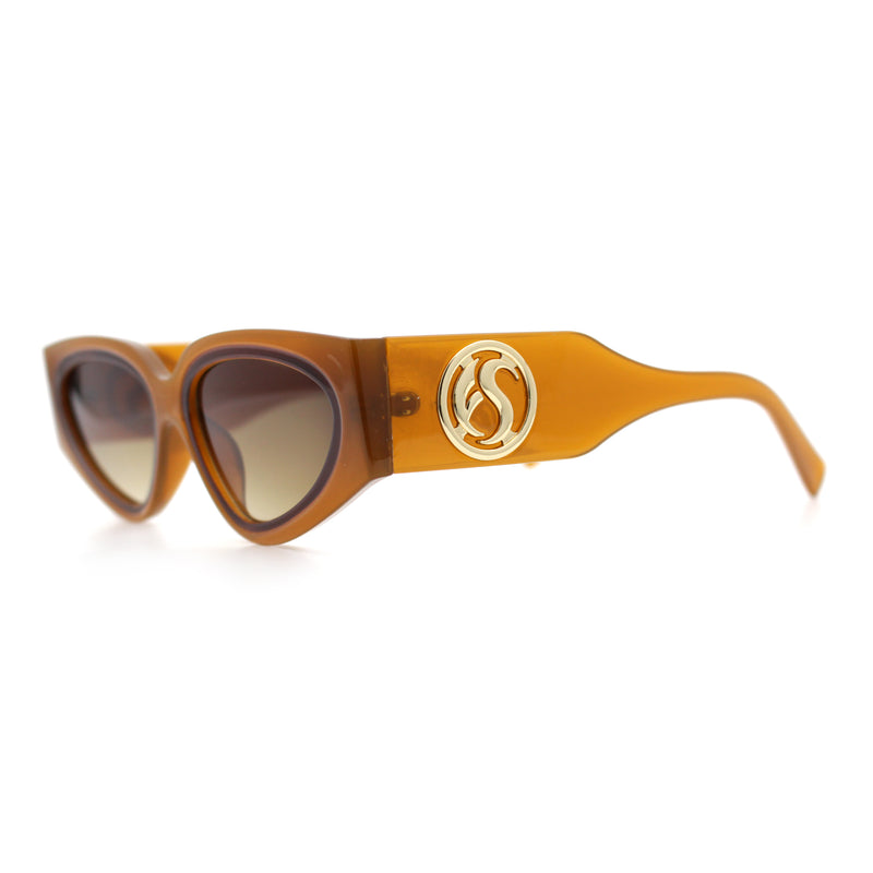 Womens Diva Narrow Triangular Thick Temple Plastic Fashion Sunglasses