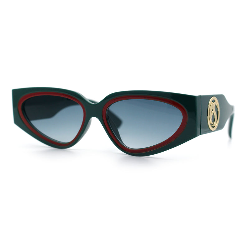 Womens Diva Narrow Triangular Thick Temple Plastic Fashion Sunglasses