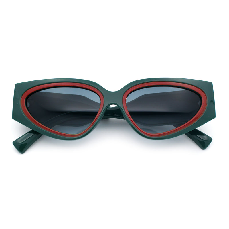 Womens Diva Narrow Triangular Thick Temple Plastic Fashion Sunglasses