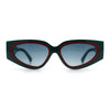 Womens Diva Narrow Triangular Thick Temple Plastic Fashion Sunglasses