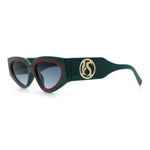 Womens Diva Narrow Triangular Thick Temple Plastic Fashion Sunglasses