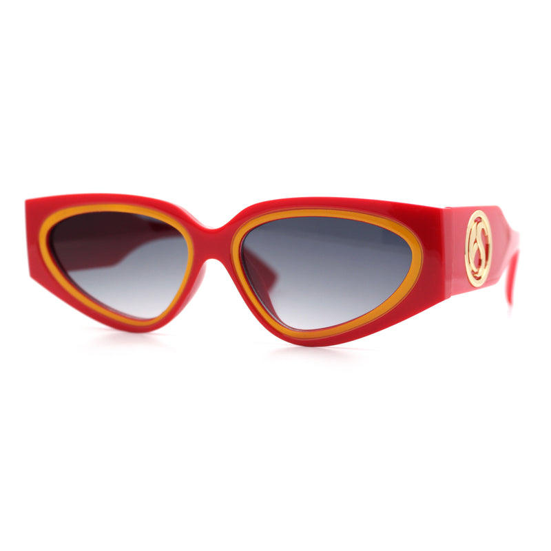 Womens Diva Narrow Triangular Thick Temple Plastic Fashion Sunglasses