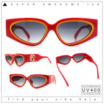 Womens Diva Narrow Triangular Thick Temple Plastic Fashion Sunglasses