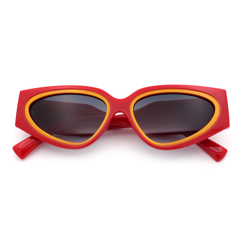 Womens Diva Narrow Triangular Thick Temple Plastic Fashion Sunglasses