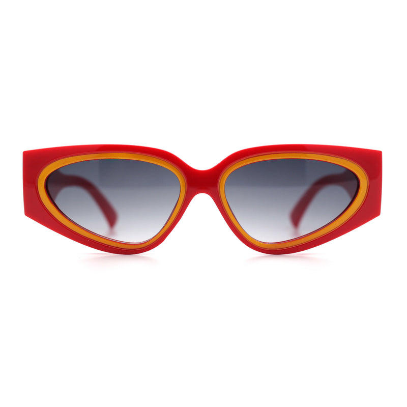 Womens Diva Narrow Triangular Thick Temple Plastic Fashion Sunglasses