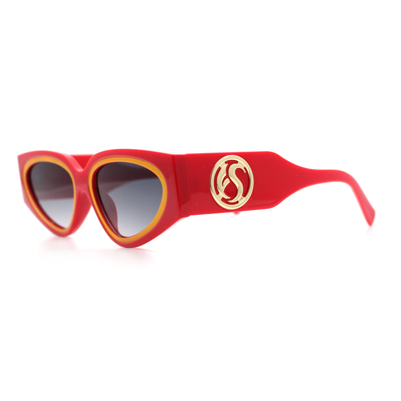 Womens Diva Narrow Triangular Thick Temple Plastic Fashion Sunglasses
