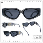 Womens Diva Narrow Triangular Thick Temple Plastic Fashion Sunglasses
