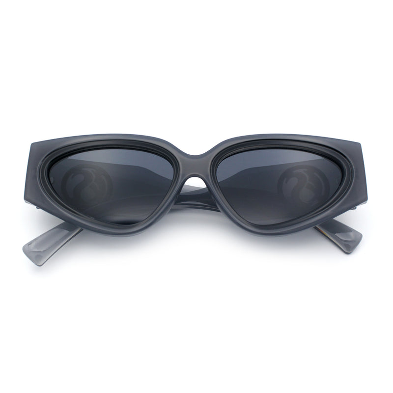 Womens Diva Narrow Triangular Thick Temple Plastic Fashion Sunglasses