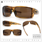 Classic Winged Skull 90s Wrap Around Sport Biker Plastic Rectangular Sunglasses