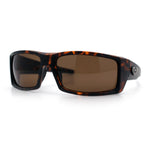 Classic Winged Skull 90s Wrap Around Sport Biker Plastic Rectangular Sunglasses