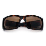 Classic Winged Skull 90s Wrap Around Sport Biker Plastic Rectangular Sunglasses