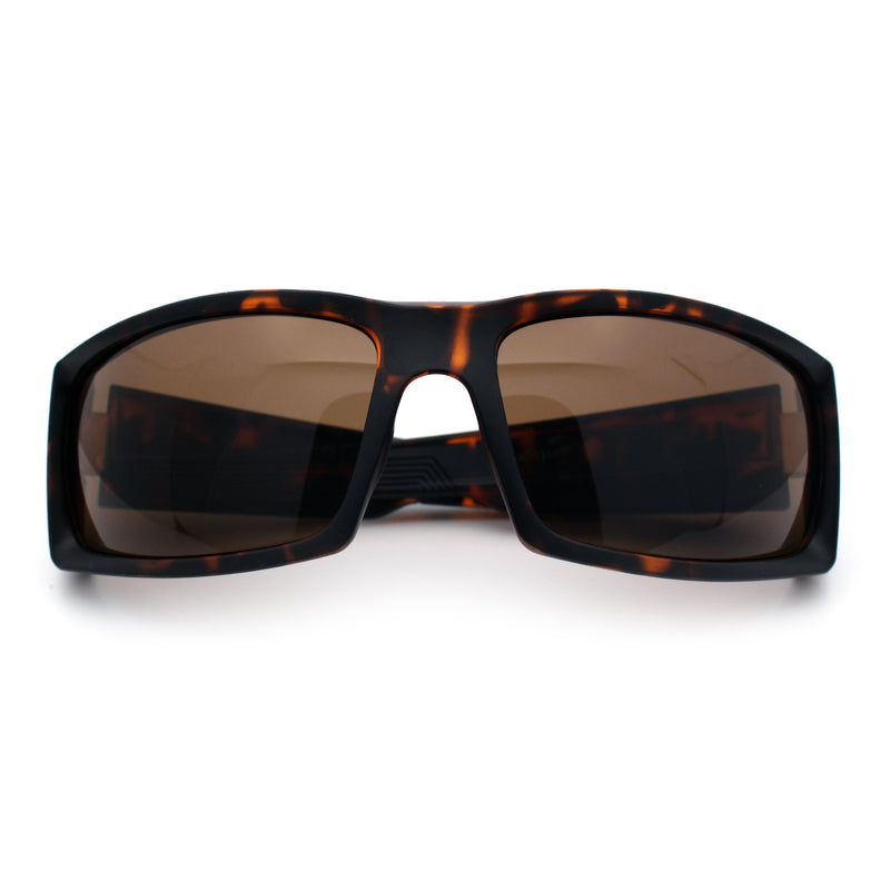 Classic Winged Skull 90s Wrap Around Sport Biker Plastic Rectangular Sunglasses