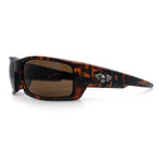 Classic Winged Skull 90s Wrap Around Sport Biker Plastic Rectangular Sunglasses