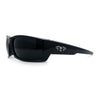 Classic Winged Skull 90s Wrap Around Sport Biker Plastic Rectangular Sunglasses