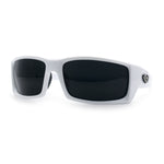 Classic Winged Skull 90s Wrap Around Sport Biker Plastic Rectangular Sunglasses