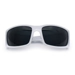 Classic Winged Skull 90s Wrap Around Sport Biker Plastic Rectangular Sunglasses