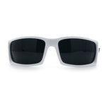 Classic Winged Skull 90s Wrap Around Sport Biker Plastic Rectangular Sunglasses
